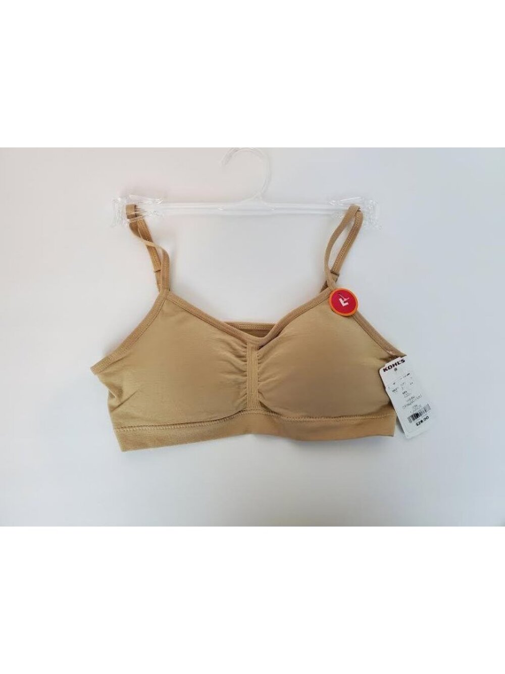Maidenform Girl Solid Beige Tan Adjustable Straps Training Bra Size Large